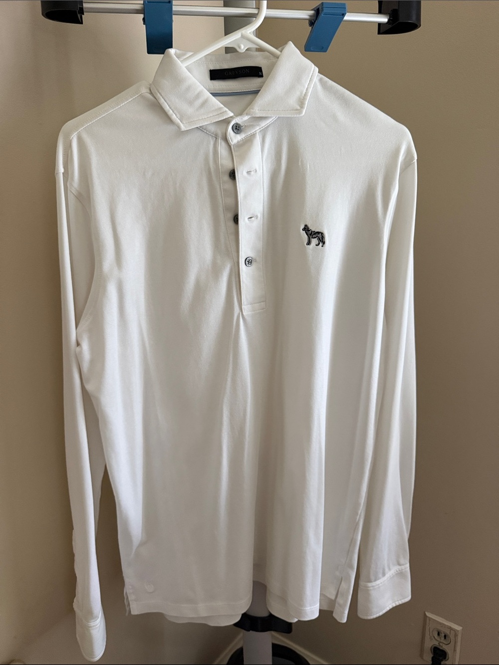 Greyson White Long-Sleeve Polo with Embroidered Logo